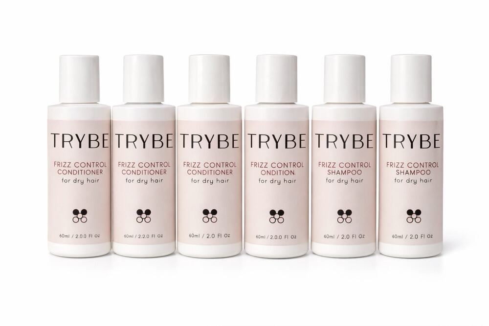 TRYBE Frizz Control Shampoo & Conditioner 2.0 Fl.oz Travel Size Set of 6